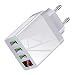 Produktbild 3 Port Schnell Schnellladung QC 3.0 USB Hub Ladegerät 3.1A Power Digitalanzeige Ladegerät,Nourich Charging Head Power Adapter Lademappe Charger Ladegeräte Schnellladegerät Ladestation (weiß)