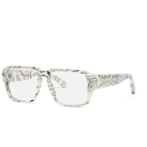 Philipp Plein Herren VPP081 Sonnenbrille, MARMORIZED IVORY, 55