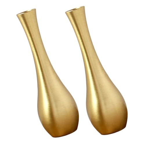 ledmomo 2個 銅製ミニ花瓶 おしゃれ一輪挿し 花器 卓上装飾 仏壇用 花瓶 インテリア小物 家用花飾り用