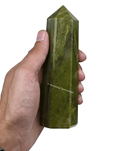Image of Amazing Gemstone Large Vesuvianite Crystal Towers ~ Natural Healing Crystal Point Obelisk for Reiki Healing and Crystal Grid (5.5 to 6 INCH)