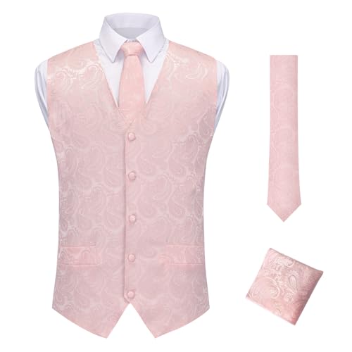 H&ZY Mens Suit Vest Paisley Victorian Costume Jacquard Floral Formal Waistcoat Gothic Steampunk Vests Tie Set