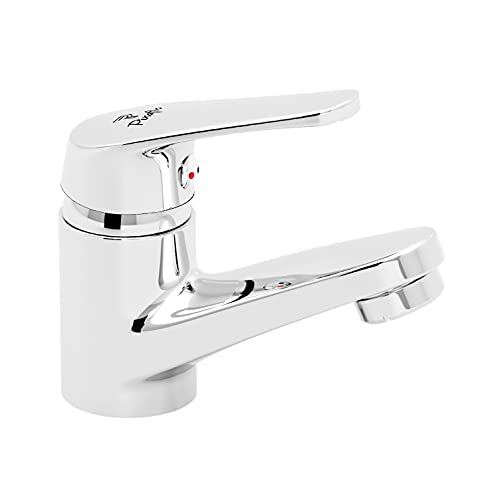 Pixaflo Infix Brass Chrome Finish Hot & Cold Single Lever Basin Mixer with 450 mm Long Braided Hoses (Chrome)