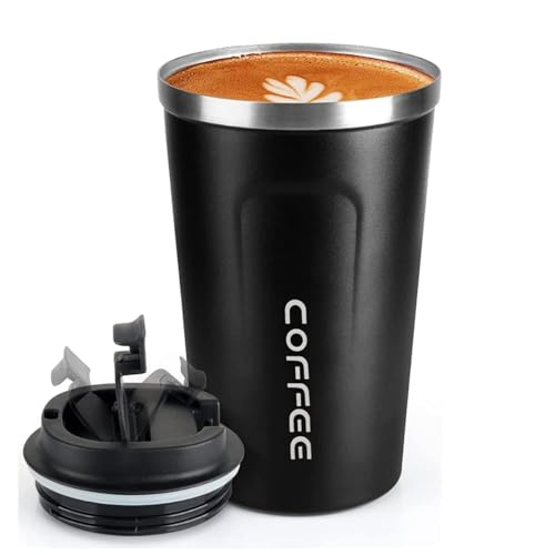 Copo Térmico de Café Inox 450ml Coffee Mugs Chá Sucos Bebidas Quentes e Frias com Tampa e Parede Dup