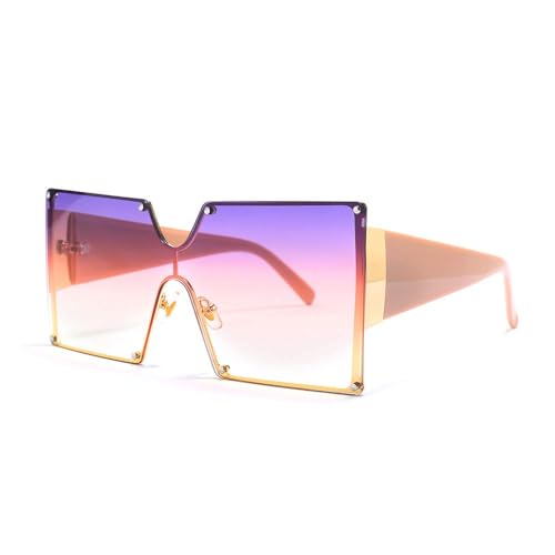 Image of mincl /Oversized Shield Sunglasses Woman 2019 Fashion Luxury Shades UV400 Vintage Flat Top Futuristic Sunglasses
