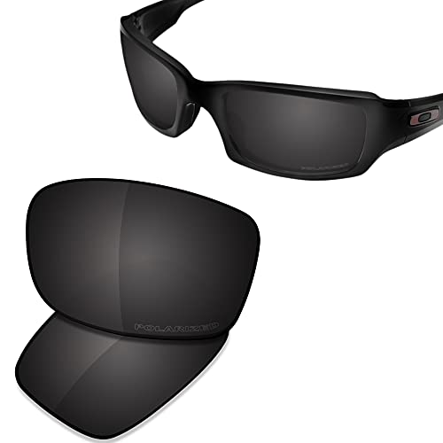 Image of SAUCER Premium Replacement Lenses & Nosepads for Oakley Fives(4+1) Squared OO9238 | Fives Squared Low Bridge Fit OO9214 Sunglasses High Definition - Carbon Black Polarized