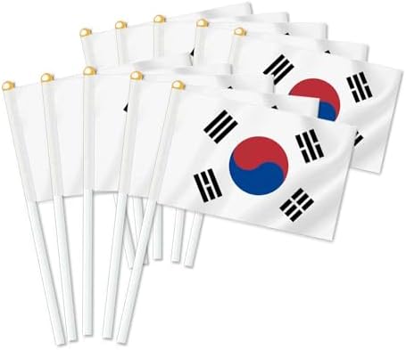 25PCS Korea Handheld Small Flag, Korean Hand held Mini Decor Decoration Banner image 5