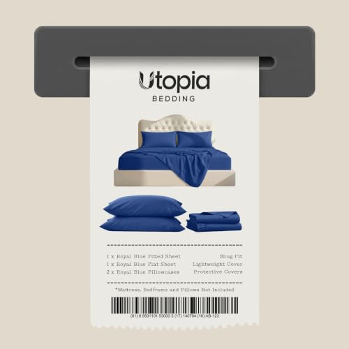 Image of Utopia Bedding Full Size Sheet Set - 4 Piece Bed Sheets, Soft and Breathable Microfiber, Includes 1 Fitted Sheet, 1 Flat Sheet and 2 Pillowcases - Oeko Tex (Royal Blue)