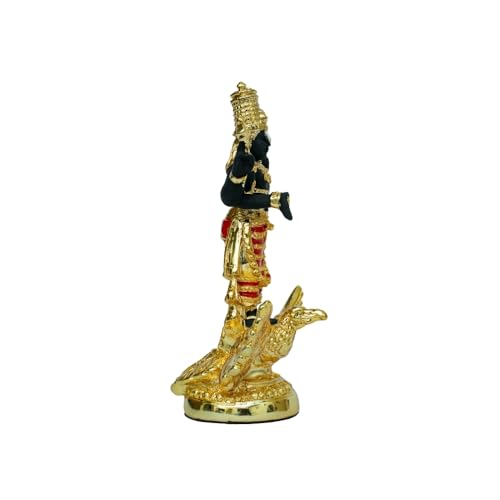 Image of Gold Plated Lord Balaji on Garuda Idol | Tirupati Venkateshwara Murti for Pooja, Home & Office | Spiritual Hindu Idol for Devotion & Blessings | Size: 7.5 x 6 x 12.5 cm