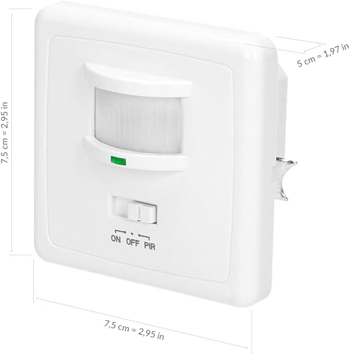 Miratic Bewegungsmelder Innen Unterputz Bewegungsmelder PIR für 3-Draht-Installation in Elektrogehäuse Ø60 Max. Last 1200W und 300W für LED Winkel und Erfassungsbereich 160°/Max. 9m