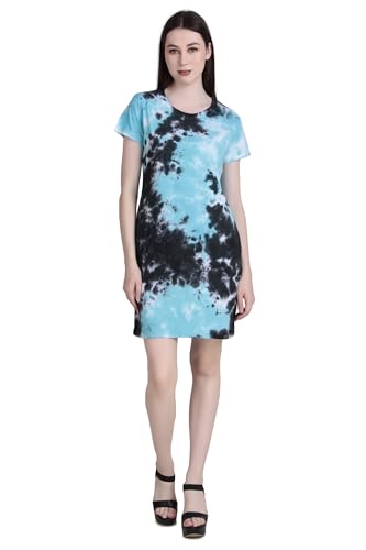 Image of Stories.Label Women Cotton Long T-Shirt Dress in Knee Length with Side Pockets Include Plus Sizes (Size S -5XL)
