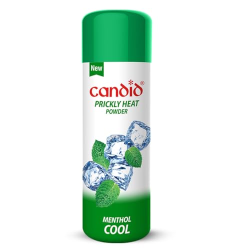 Candid Prickly Heat Powder | Relief from Rashes & Prickly Heat | Neem & Menthol Cooling | Soothing Relief from Itching & Burning | Sweat Absorption | Controls Bacterial Growth | 120g