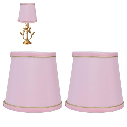 Small Pink Lamp Shades Set of 2, European Style Barrel Fabric Lampshade Small Lamp Shade for Table Lamps Replacement Table Chandelier