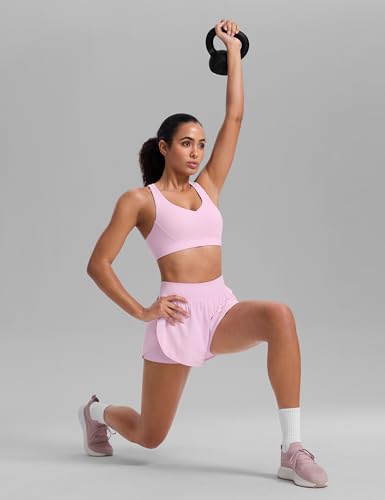 Image of CRZ YOGA Butterbreeze Cross Back Sports Bras | Medium Support, Removable Pads, Training, Fast Dry, Scoop Neck, Cut-Out, Adjustable Wide Straps, for Women