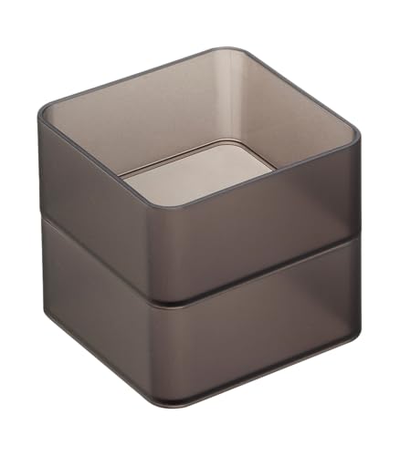 Yamazaki Home Tower Set Of 2 Clear Bottom Storage Cases - Stackable Transparent Organization Bins, Small - Small - Ps Resin