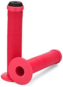 25NINE Ronin Grip with Flange - Flanged BMX Bike and Scooter Handlebar Grips with End Plugs - Red