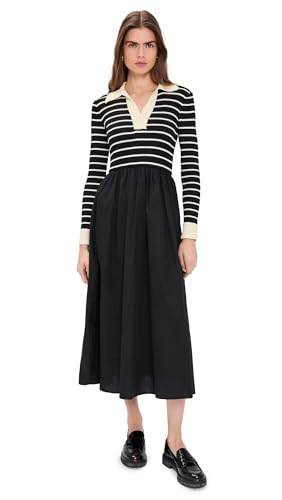 MOON RIVER Women's Combo Dress, Black, L