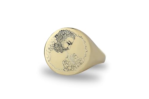 Bague Signet Dieu du Vent en Or 14k pour un Style Mythologique et Audacieux