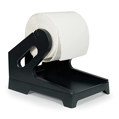 Label Holder for Rolls and Fan-Fold Labels, Compatible with Desktop Thermal Label Printers, Shipping Label Roll Holder for 4x6 Labels, Black