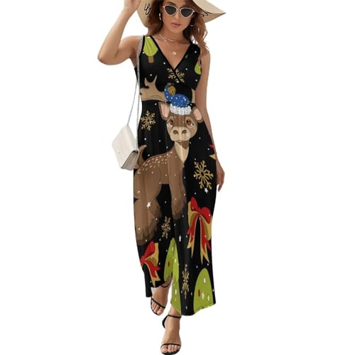Robe longue d'été pour rester fraîche | Robe maxi col V sans manches fluide et légère