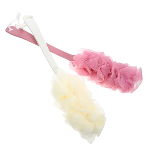 Beaupretty 2 Piezas Cepillo de Baño con Mango para Espalda Unidades Esponja Exfoliante Corporal Portátil para Ducha Herramienta de Limpieza Corporal Colores y Rosa