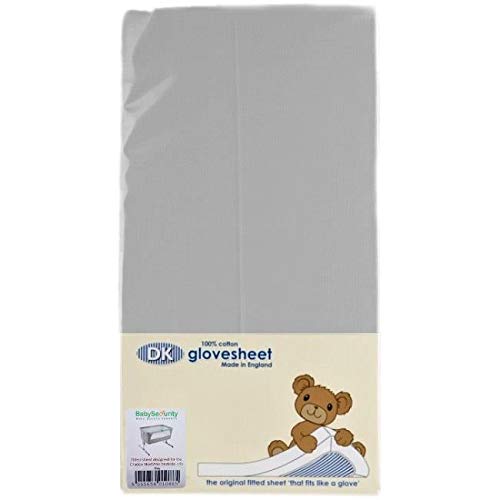 DK Glovesheets Fitted Sheet For Bedside Crib Mattress - Grey