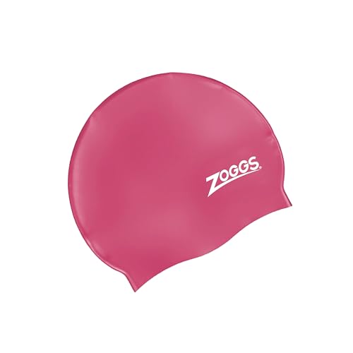 Image of Zoggs Adult Silicone Swimming Cap with Embossed Non-Slip Inner Surface, Pink, One Size