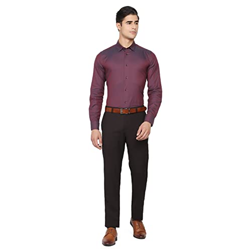 Image of blackberrys Structured Polyester Viscose Slim Fit Men's Work Wear Trousers