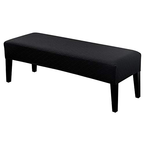 Image of SearchI Dining Bench Cover, Stretch Washable Long Bench Seat Covers, Rectangle Dining Table Bench Slipover for Dining Room, Living Room, Kitchen(Black)