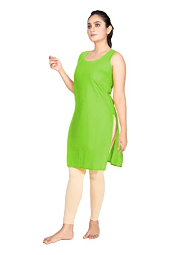 Image of Women's Cotton Long Camisole for Kurti /Suit Slip /Long Inner /Samij for Women Sameej /Knee Length Inner Wear /Sameez /Kurti Slip /Round Neck /Invisible