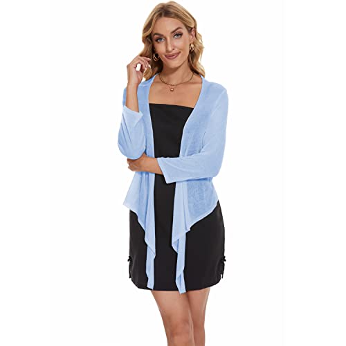 Image of Satuun Women's Tie Front Bolero Cardigan Shrug Sweater 3 /4 Sleeve