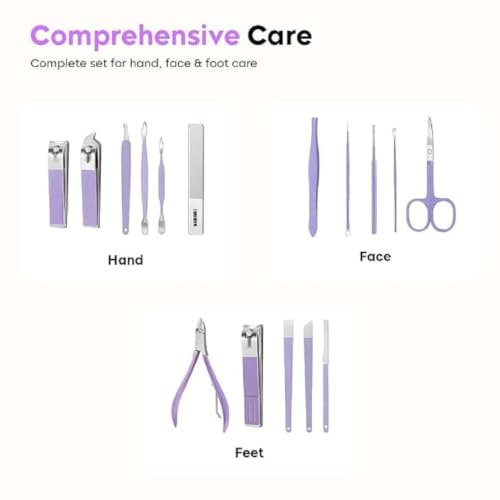 Image of Premium Nail Clipper Kit - Stainless Steel Manicure & Pedicure Set - Nail Care Tools for Hand & Feet - Includes Clippers, Cuticle Trimmers, File, Tweezers for Facial, Hand & Foot Care
