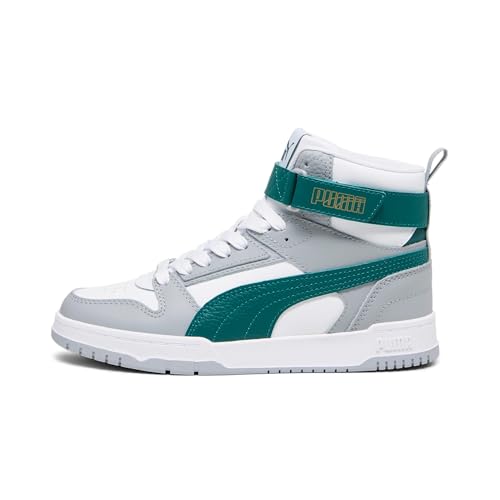 Image of PUMA Sneaker, White Malachite Cool Mid Grey Gold, 5 US Unisex Big Kid