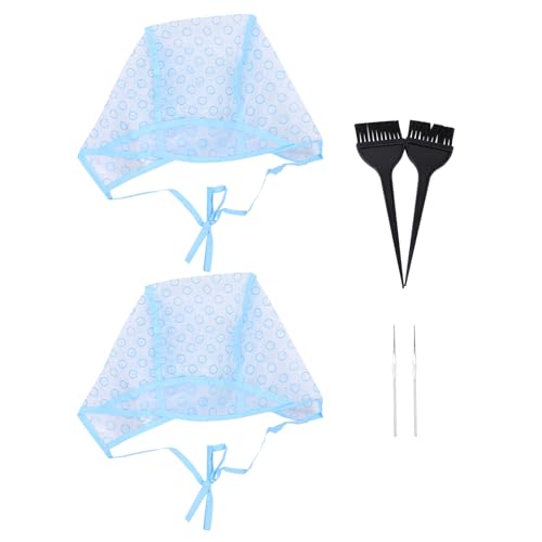 DECOMELODY Lot de 6 Bonnets de Coloration pour Cheveux en PE avec 2 Pinceaux Noirs et 2 Crochets en Acier Inoxydable Kit Professionnel pour Mèches et Surbrillance Accessoires de Teinture