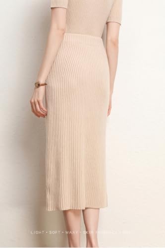 ebossy Ribbed Pencil Skirt for Women Elastic Waist Wool Blend Business Casual Knit Midi Skirt3