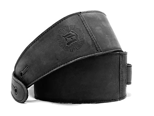 Anthology Gear The Reticent  Full Grain Leather Guitar Strap For Electric, Acoustic, and Bass Guitars (3 , Aged Steel)
