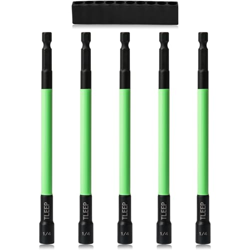 TLEEP 150mm 1/4 Magnetic Nut Driver Set for Impact Drill 1/4 Hex Shank