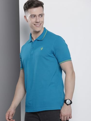Image of The Indian Garage Co Men Slim Fit Solid Polo Neck Half Sleeves Tshirt