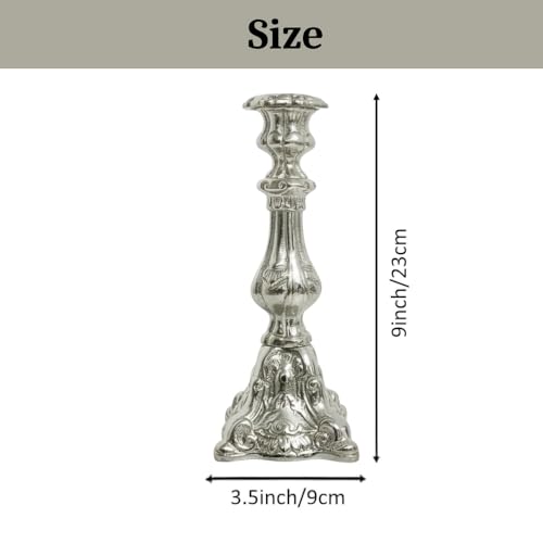 Image of Aluminum Embossed Pillar Candle Stick Holder | Finished | Table Centerpieces Coffee Tables | Home Decor Gift | Wedding Gift | Silver | (Candles are not Included)