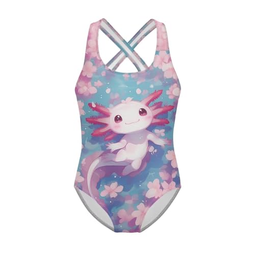 Image of Xpyiqun Swimsuit for Girls One Piece Bathing Suits Size 5-14 Sleeveless Swimwear Cross Shoulder Strap Swimming Wear