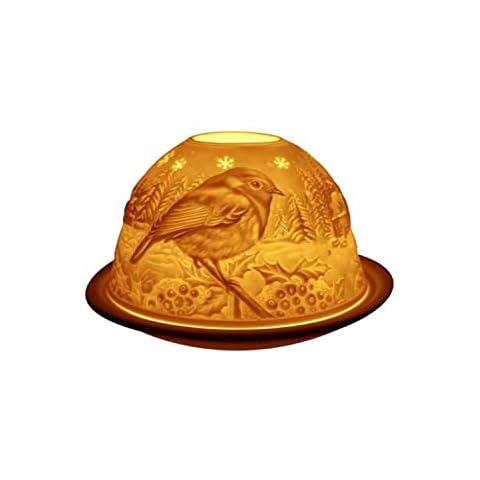 Light-Glow Robin Lithophane Dome Tealight Candle Holder Cover
