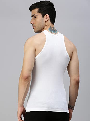Image of Lux Cozi Men's White Sleeveless Cotton Vest