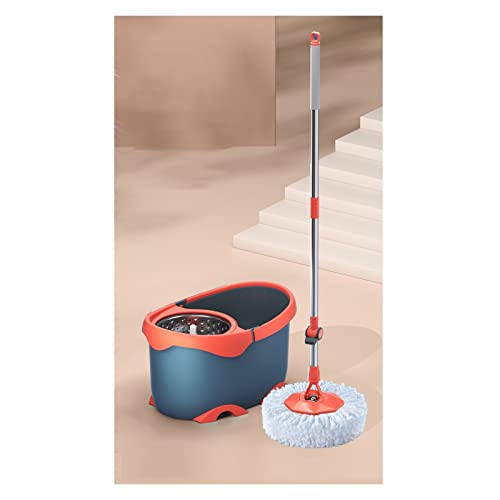CLoxks Wischmopp und Putzeimer Set Mikrofaser-Spin-Mopp- und Eimer-Bodenreinigungssystem trocken und Wetfree-Handwaschen mit 2 MOPS-Köpfen Putzeimer und Bodenwischer mit