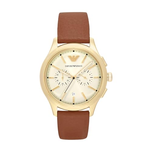 Emporio Armani Montre Pour Hommes, Mouvement chronographe à Quartz et 42mm Taille de boîtier Avec Bracelet en Acier inoxydable ou Cuir
