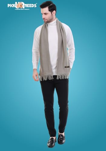 Image of Pick Ur Needs Premium Men's Warm And Stylish Woolen Muffler With Solid Color Plain Design And Stylish Tussles Ends Muffler For Men