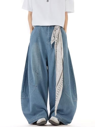 Men's Retro American Wide Leg Corridor Curved Knife Jeans Casual Versatile Loose Pants