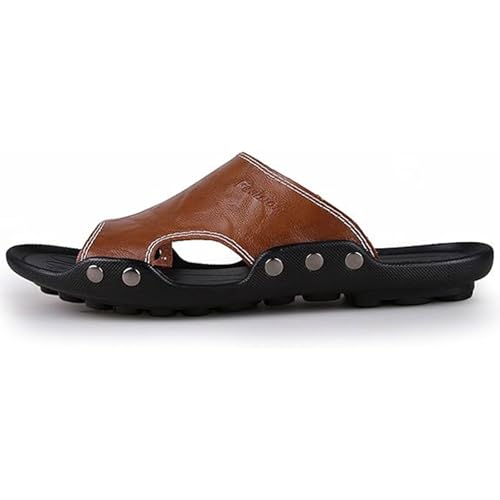 Men's Leather Slide Sandals - Summer Anti-Slip Flat Slippers Beach Casual Comfort Shoes2