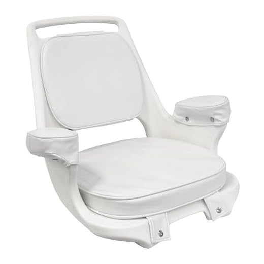 Wise 8WD1007-3-710 Captains Chair with Cushions and Mounting Plate, White