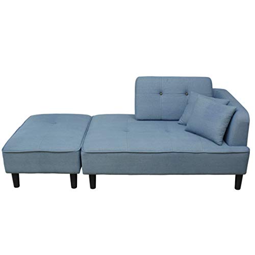 タンスのゲン ソファ カウチ 2人掛け 2口コンセント付き デニム ロータイプ スツール付き 2357007400