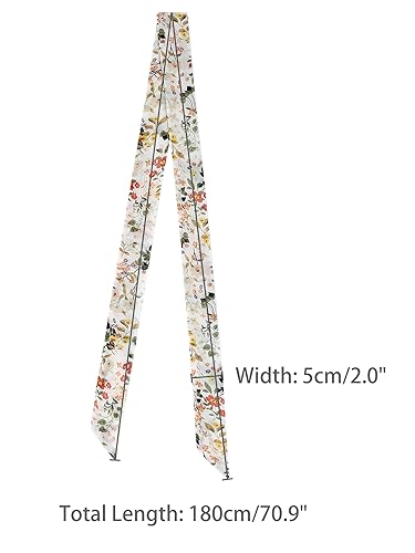 Women Floral Chiffon Scarves, Square Neck Scarf Neckerchief, Skinny Long Ribbon Hair Band3