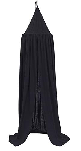 Princess Bed Canopy Net For Kids Baby Crib, Round Dome Kids Indoor Outdoor Castle Play Tent Hanging House Decoration Reading Nook Cotton Canvas Height 240Cm / 94.9 Inch (Black) #TOP4